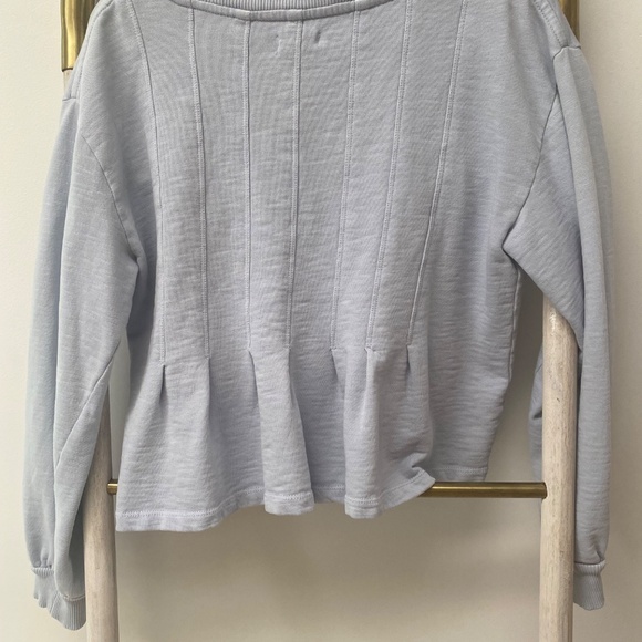 Pilcro Anthropologie Box Pleated Sky Blue Cotton Sweatshirt Top Sz M $129.94 - Picture 7 of 10